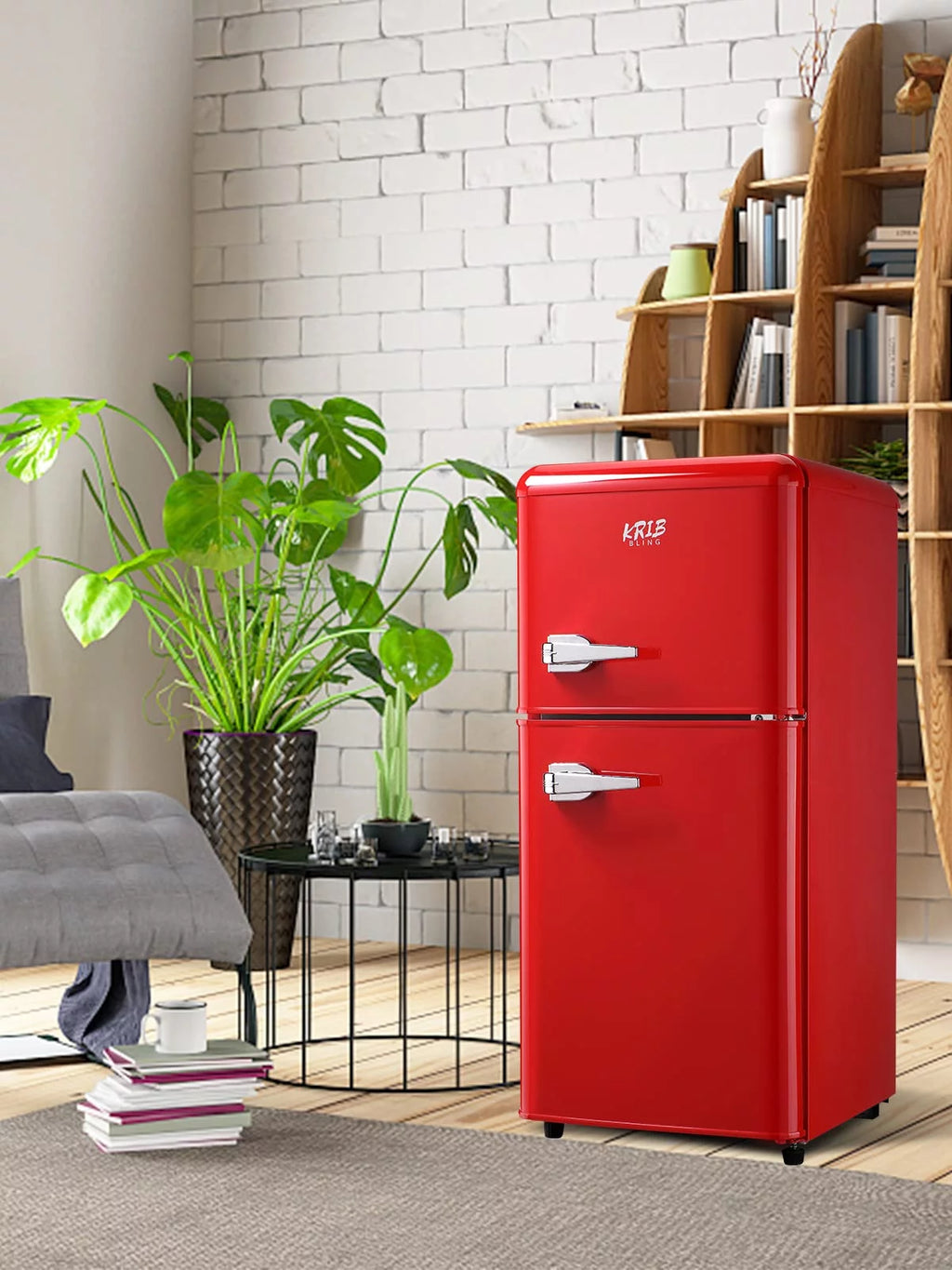 KRIB BLING 3.5 Cu.ft Compact Refrigerator Mini Fridge with Freezer, 2 Door Small Refrigerator for Office, Silver