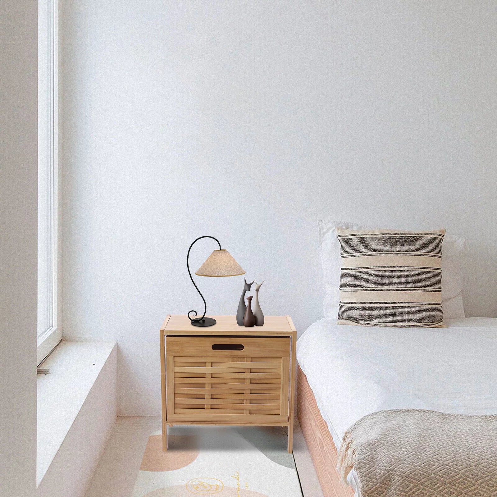 MIDUO Bedroom Moisture-proof Storage Nightstand Waterproof Side Table with Pull-out Rawer