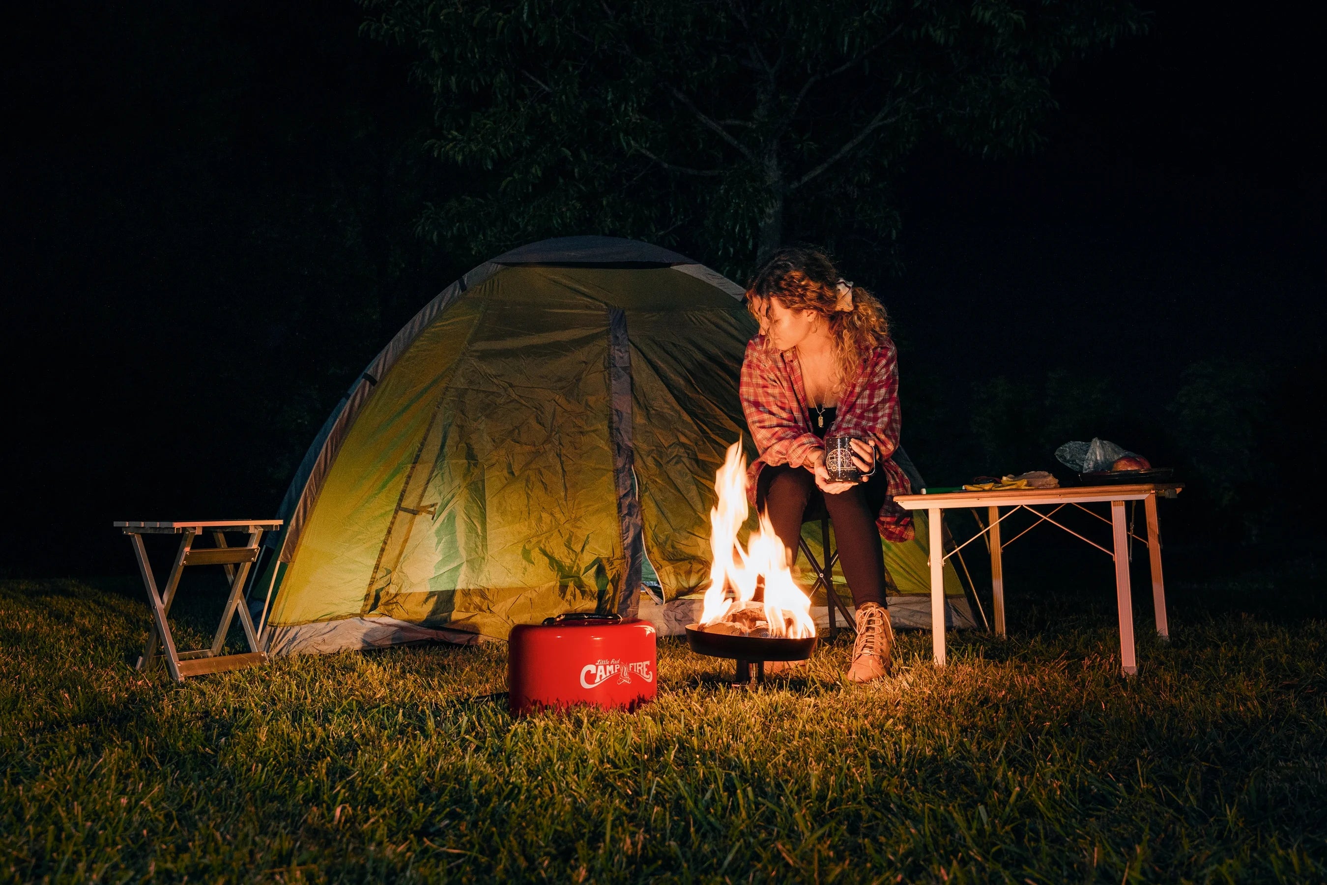 Camco Little Red Campfire | Portable and Propane Powered | 11-1/4-inch Fire Tray Size, Multicolor (58031)