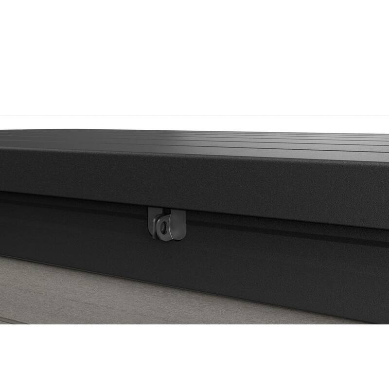 Denali 200 Gal. Large Durable Resin Plastic Deck Box Outdoor Storage For Patio Lawn and Garden, Grey