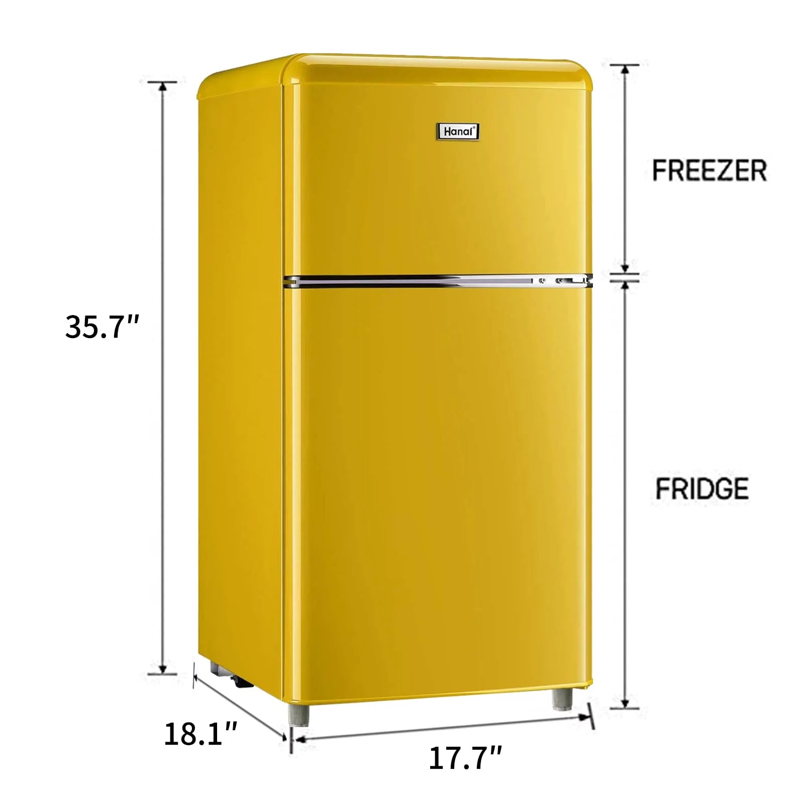 WANAI 3.5 Cu ft Two Door Mini Refrigerator with Freezer,Black