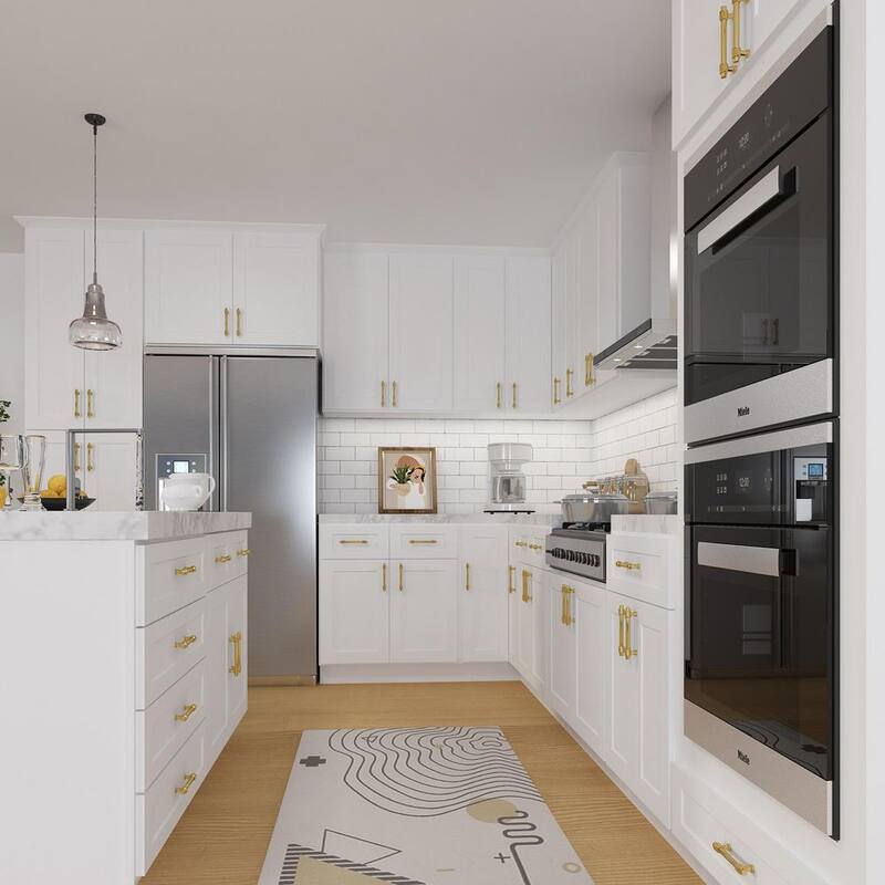 33 in. W x 24 in. D x 34.5 in. H in Shaker White Plywood Ready to Assemble Base Kitchen Cabinet with 2-Drawers 2-Doors