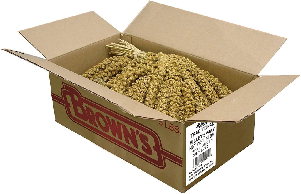 Golden Millet Spray, All-Natural Foraging Treat for Pet and Wild Birds, 5-lb Bag - Sun-Cured, Grown and Harvested in the USA