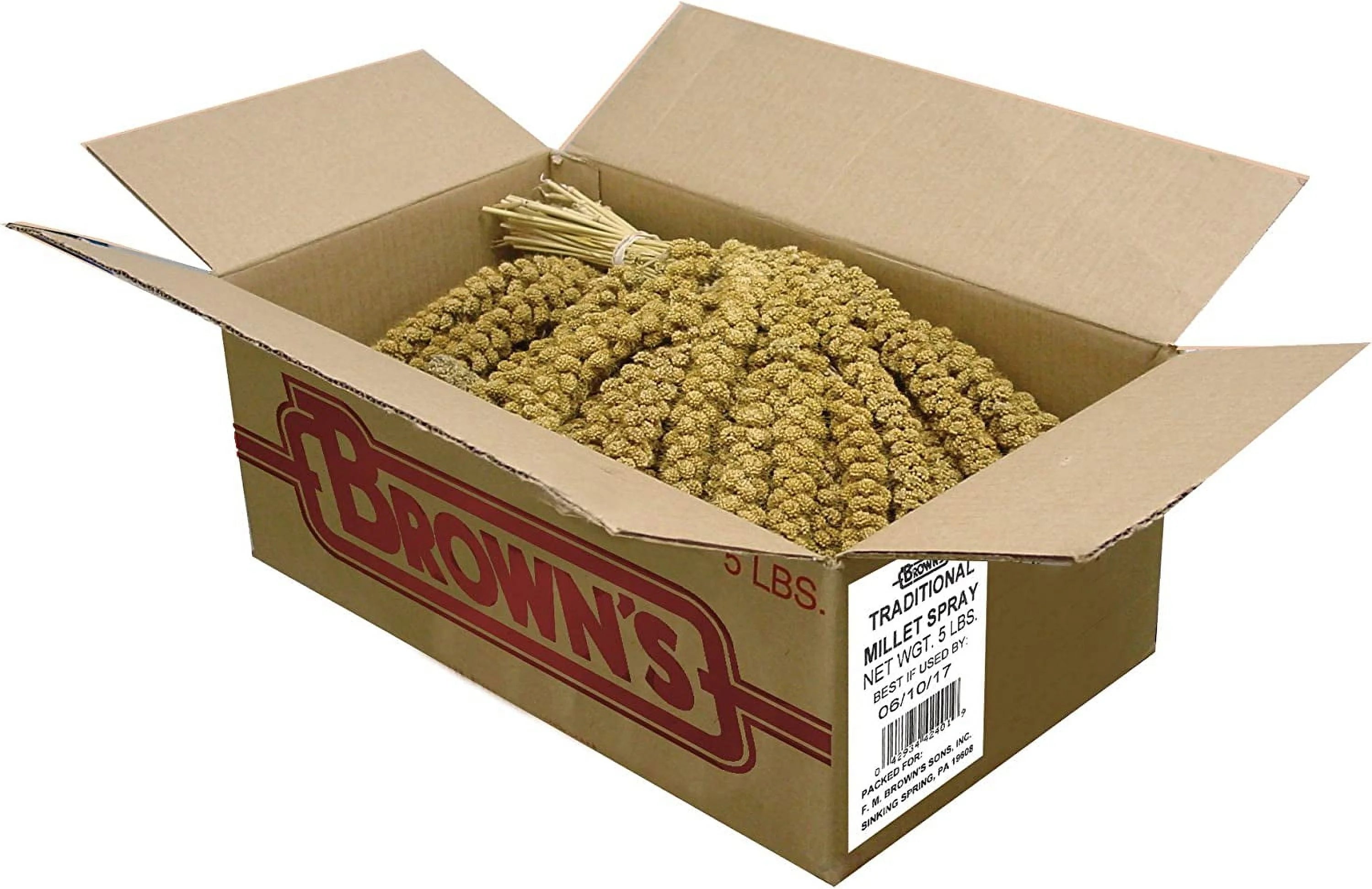 Golden Millet Spray, All-Natural Foraging Treat for Pet and Wild Birds, 5-lb Bag - Sun-Cured, Grown and Harvested in the USA