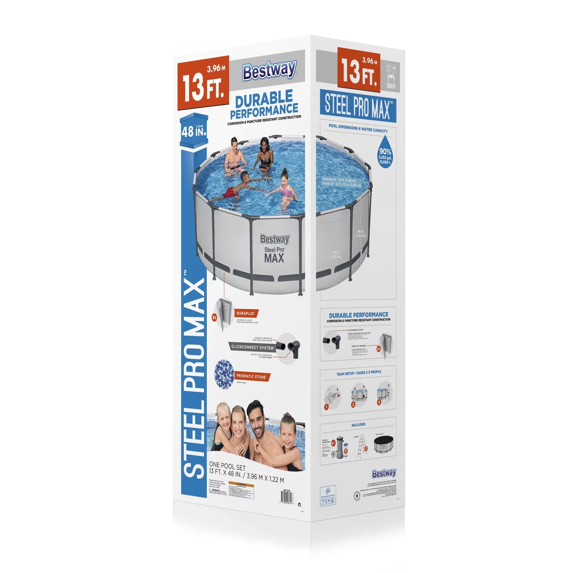 Bestway Steel Pro 15' x 48" Round Above Ground Outdoor Swimming Pool