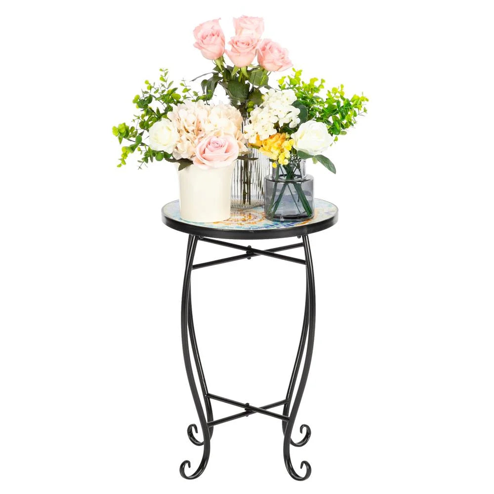 UBesGoo Blue Hawaii Mosaic Round Terrace Bistro Table