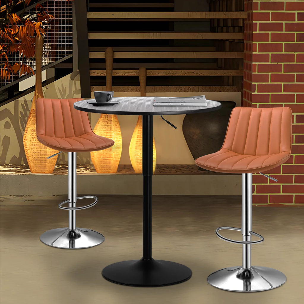 MoNiBloom 3 Piece Bar Table and Chair Set, 31.5" Kitchen Dining Table High Top Table and Leather Bar Stools for Bistro Home