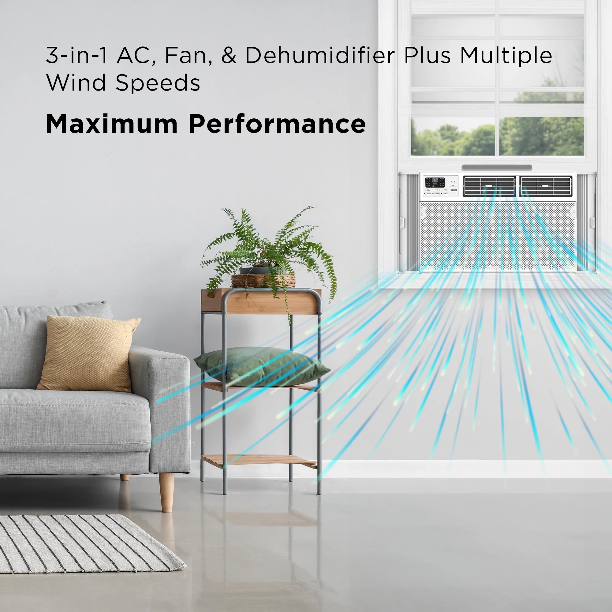 TCL 8,000 BTU Smart Window Air Conditioner, Fan & Dehumidifier, 350 Sq. Ft., Remote Control, Works with Alexa/Google Assistant, W8W92-4