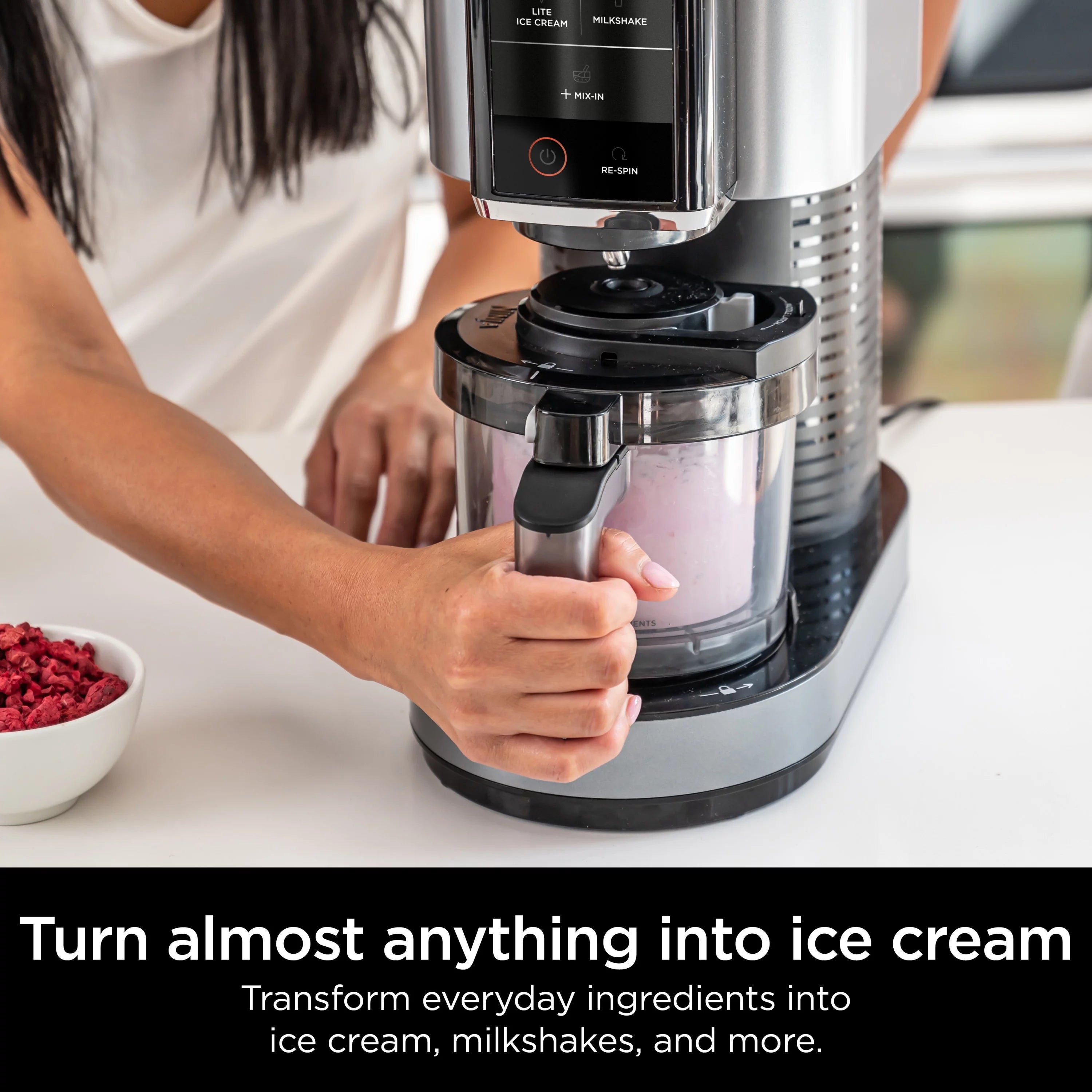 Ninja CREAMi, Ice Cream Maker, 5 One-Touch Programs, (2) 16oz. Pints with storage lids NC300