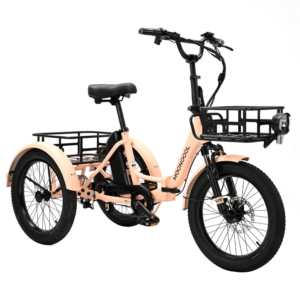 MOONCOOL 24"/26" Electric Tricycle for Adults, 350W 36V 7 Speeds Electric Trike Motorized Three Wheel Electric Bikes Bicycle with Large Basket for Women Men