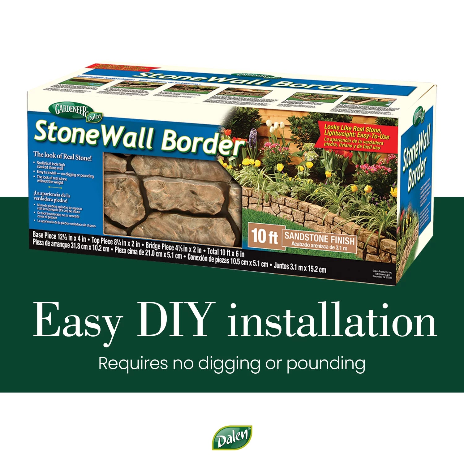 Dalen StoneWall Border-Landscape Edging-Weatherproof Material-10' Coverage-Sandstone