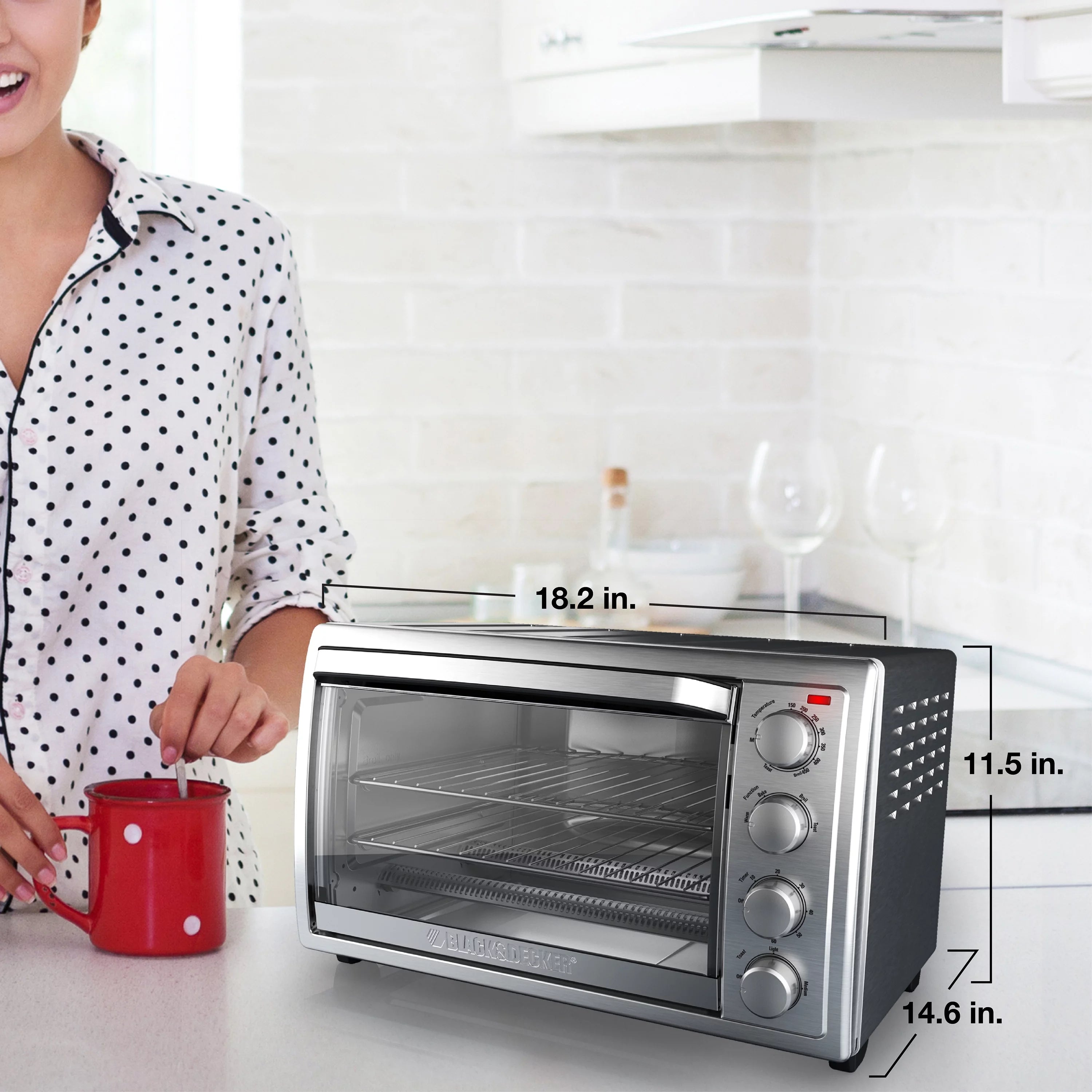 BLACK+DECKER Rotisserie Convection Countertop Toaster Oven, Stainless Steel, TO4314SSD