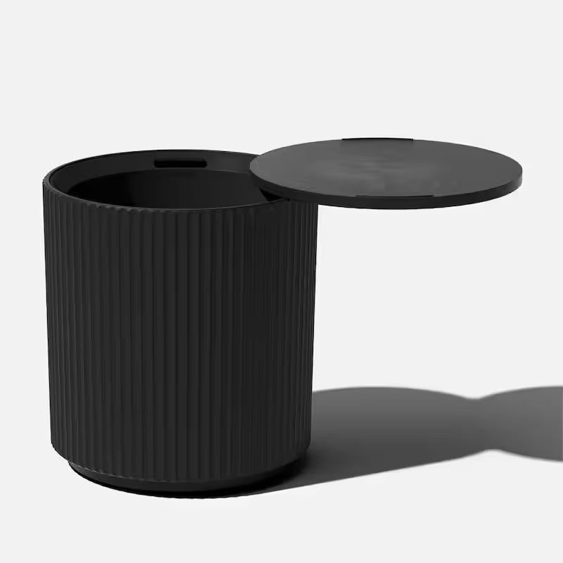 Round Black Plastic 21 in. H Outdoor Cooler Side table