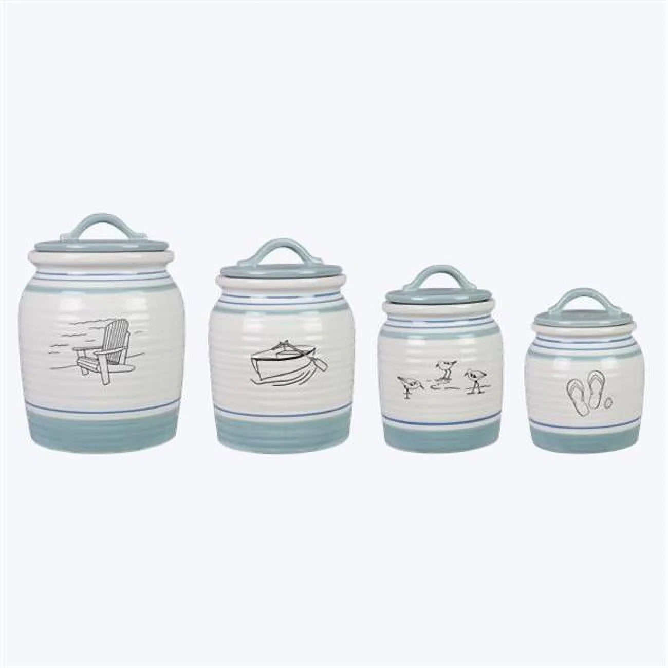 9.5 in. Ceramic Lake Cabin Canister, 4 Piece Per Set
