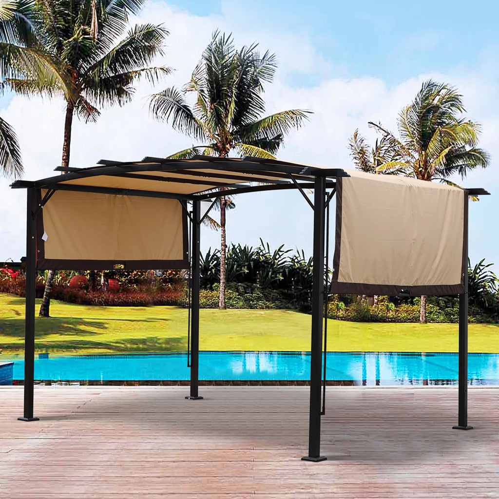 12 x 9 Ft Outdoor Pergola Patio Gazebo,Retractable Shade Canopy,Steel Frame Grape Gazebo,Sunshelter Pergola for Gardens,Terraces,Backyard same as W419S00041