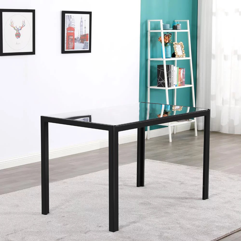 Ktaxon Modern Glass Dining Table For 4, Breakfast Rectangle for Small Kitchen Dining Room Black(Only Talbe)