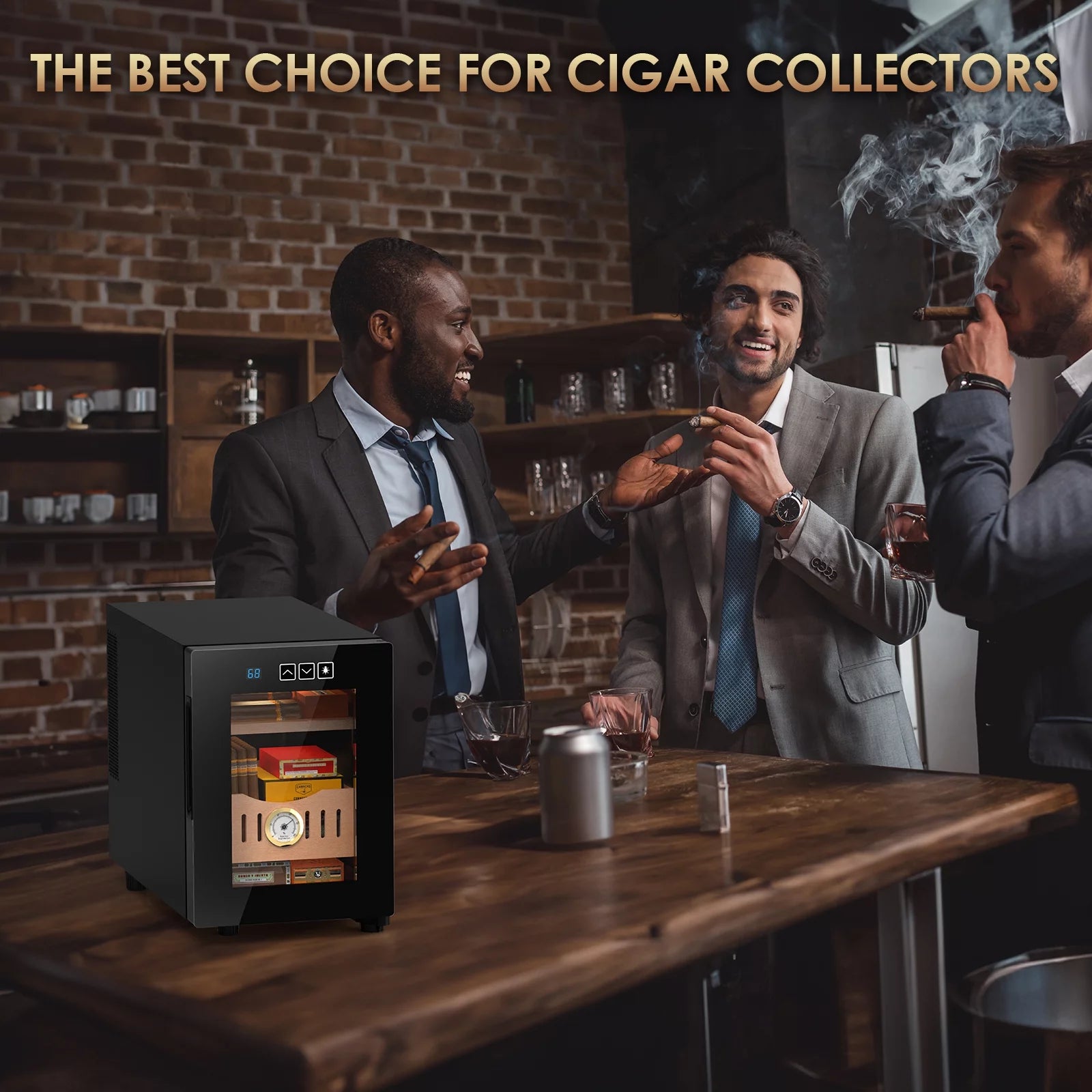 Rocita 16L Cigar Humidor, Electric Cigar Humidor Cabinet for 100 Counts with Digital Hygrometer, Spanish Cedar Lined Cigar Box, Great Gift for Father Friends Men