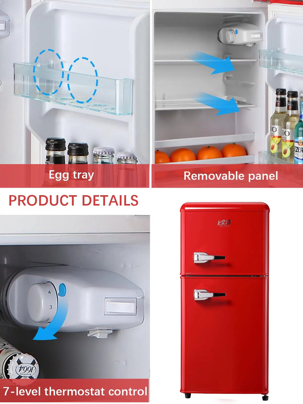 KRIB BLING 3.5 Cu.ft Compact Refrigerator Mini Fridge with Freezer, 2 Door Small Refrigerator for Office, Silver