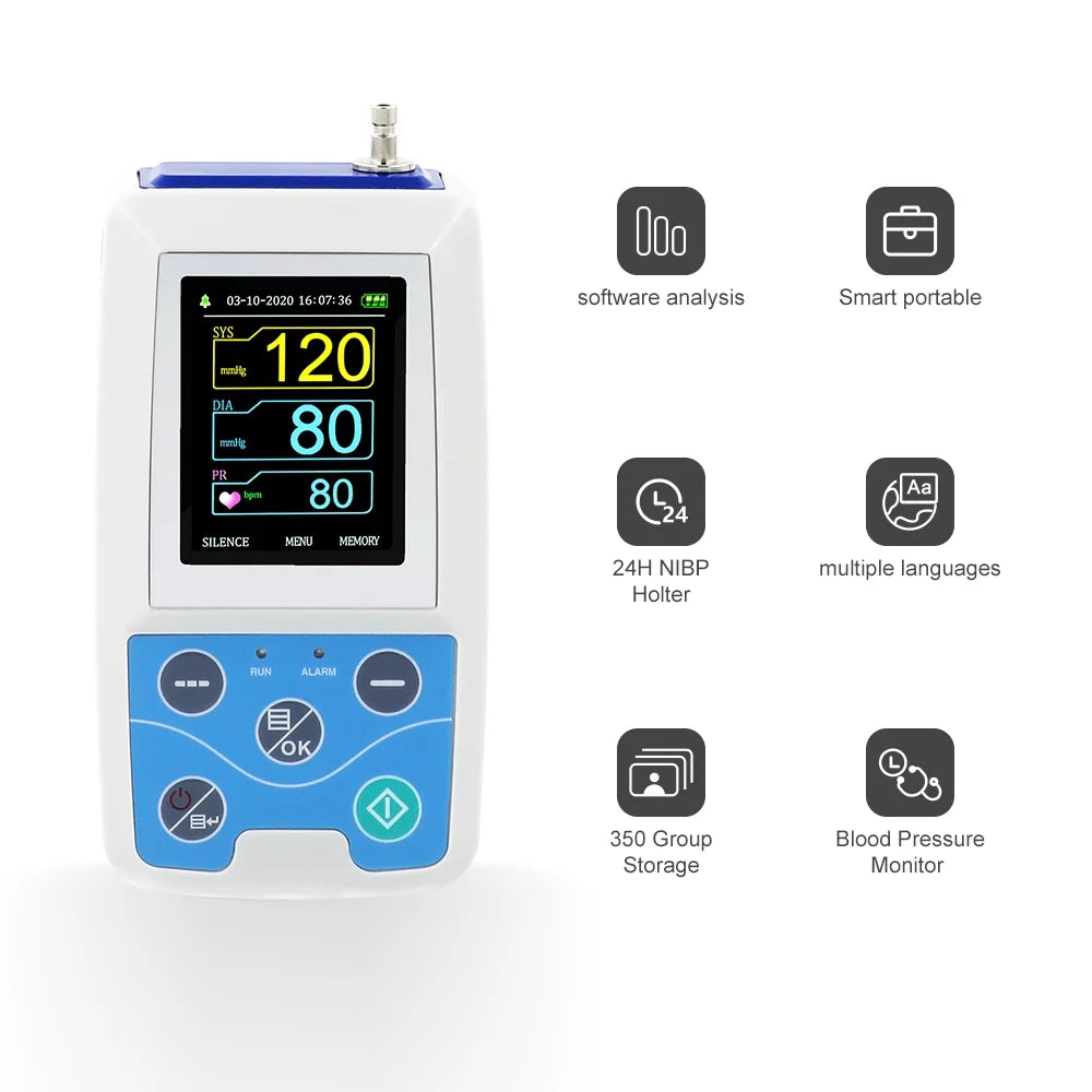 CONTEC ABPM50 Handheld 24hours Ambulatory Blood Pressure Monitor with PC Software for Continuous Monitoring NIBP USB Port with Three Cuffs