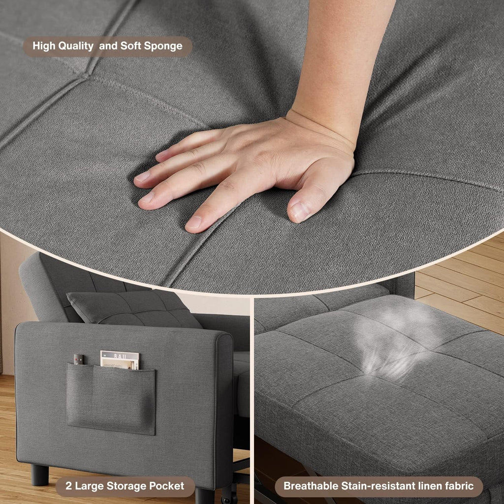 Sofa Beds Chair 3 in 1, Convertible Chair Single Bed,Dark Grey
