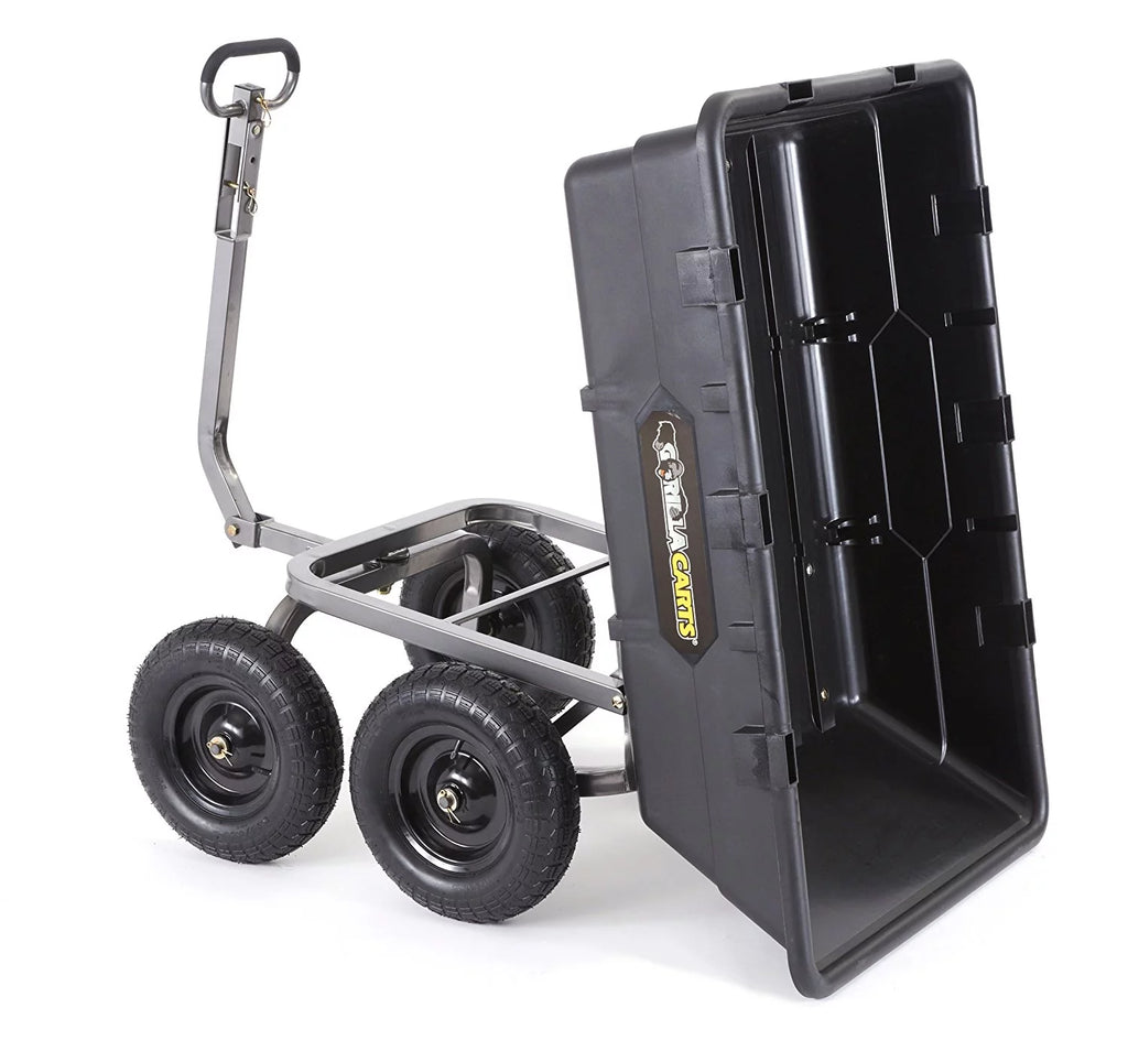 Gorilla Carts Heavy Duty Poly Yard Dump Cart Garden Wagon with 16" Tires