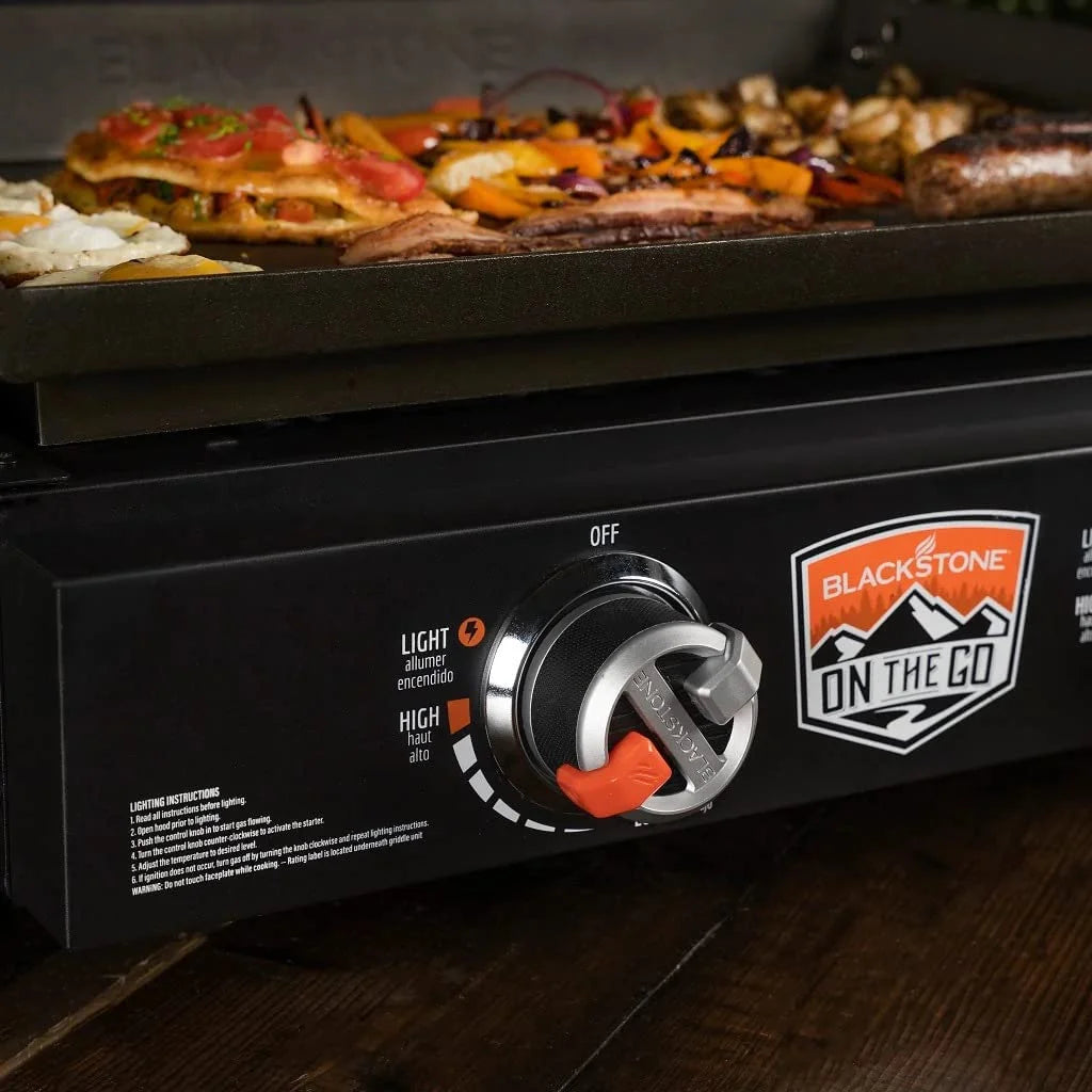 22 Inch Blackstone Griddle with Lid, Nonstick On The Go Tabletop Gas Griddle Outdoor Grill Combo with Blackstone Portable Prep Table, Blackstone Accessories, Seasoning and Wholesalehome Gloves & Cloth