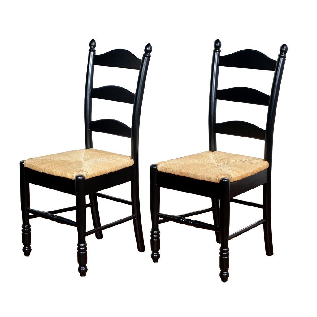 Ladder Back Rush Seat Chairs - Set of 2, Multiple Colors