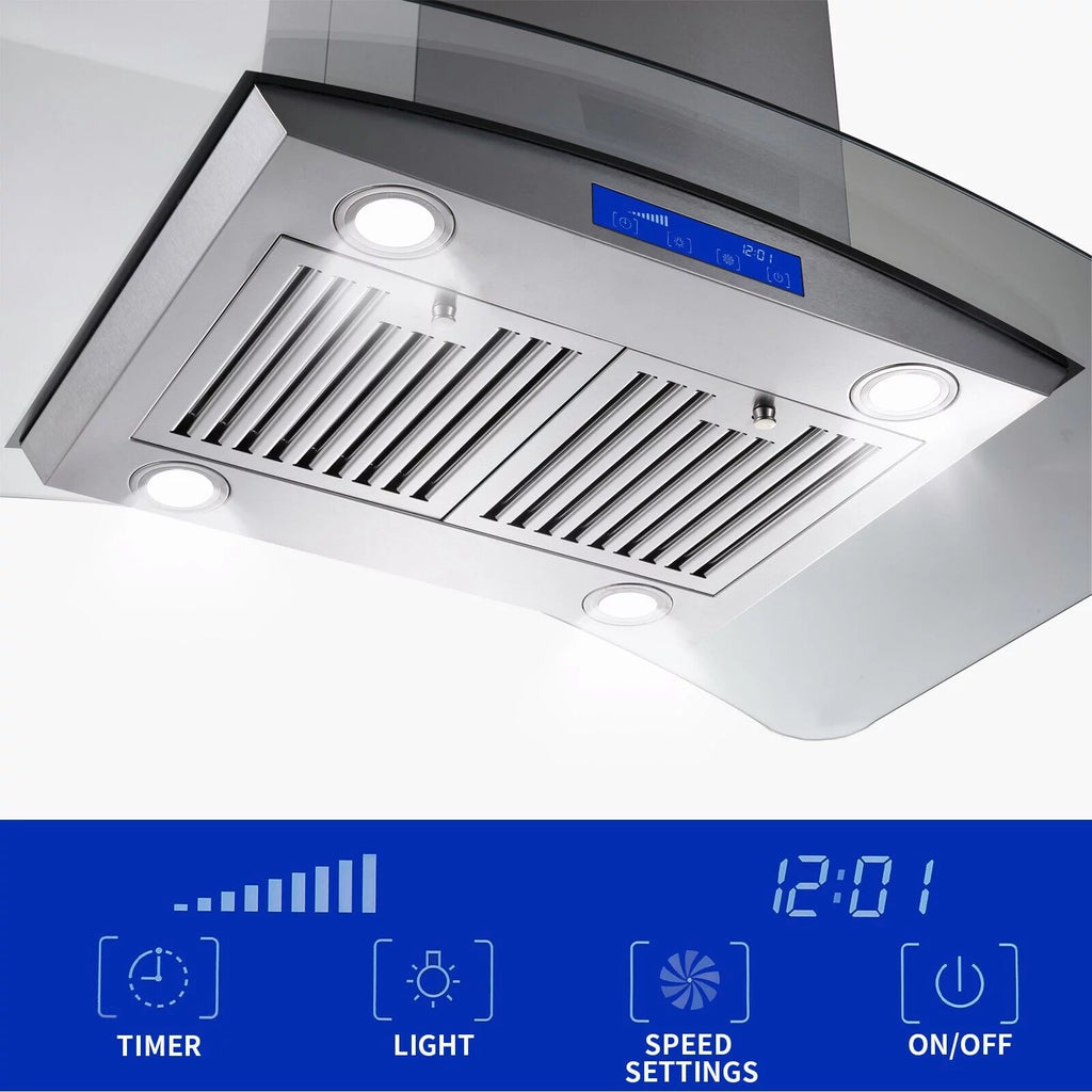 30 inch Island Mount Range Hood 700CFM Stainless Steel Touch Control Kitchen Vent Hood