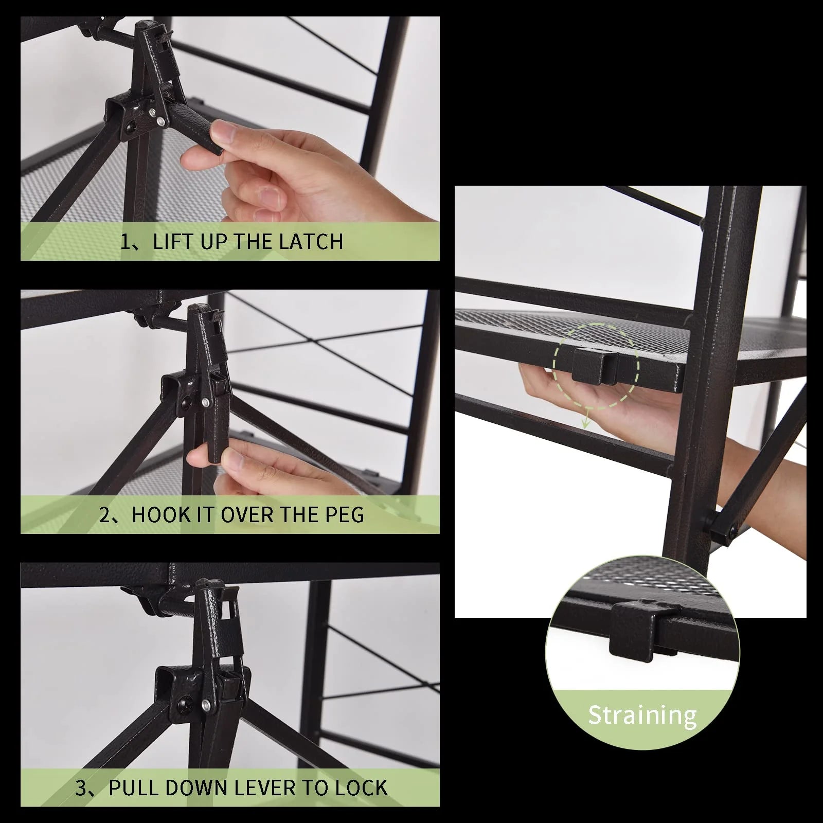 Grezone Two Set 5 Tier Foldable Shelves Metal Storage Shelves with Wheels - No Assembly Adult Group
