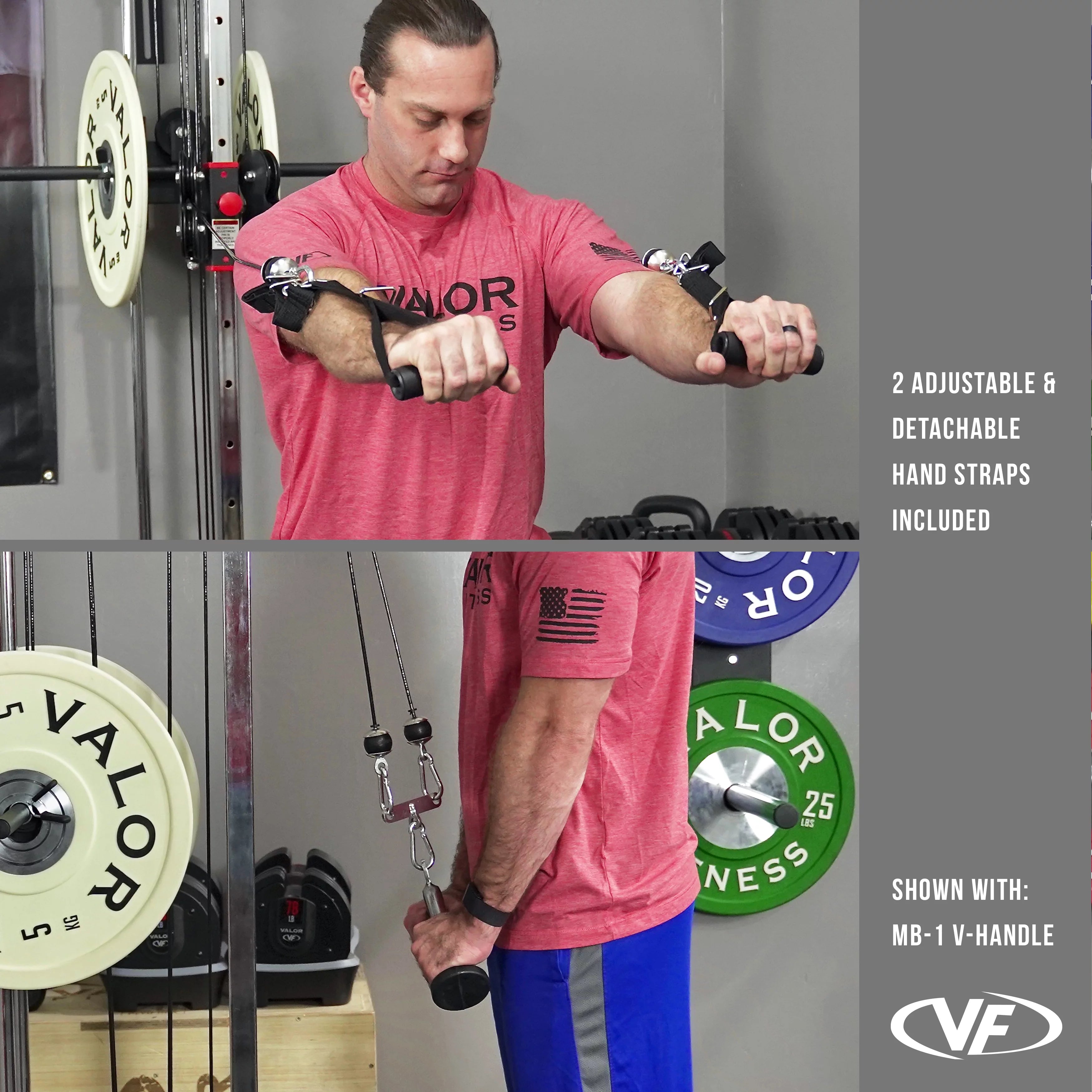 Valor Fitness LAT Pull Down Cable Machine - Wall Mount - 16 Adjustable Positions Dual Pulley System - Includes Strap Handles - High & Low Cable System Home Gym Equipment Max Weight 200 Lbs. - BD-62