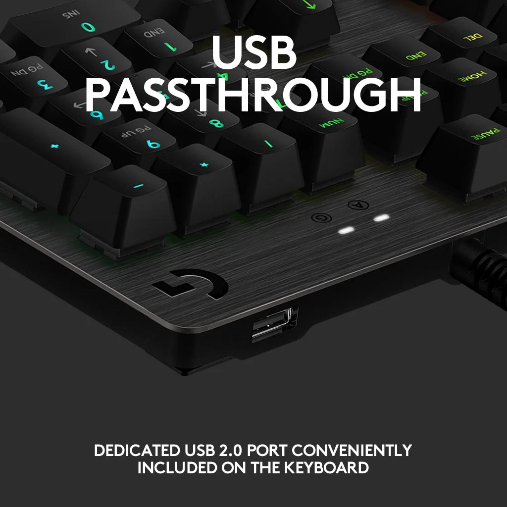 Logitech G512 CARBON LIGHTSYNC RGB Mechanical Gaming Keyboard with GX Brown switches and USB passthrough - Tactile