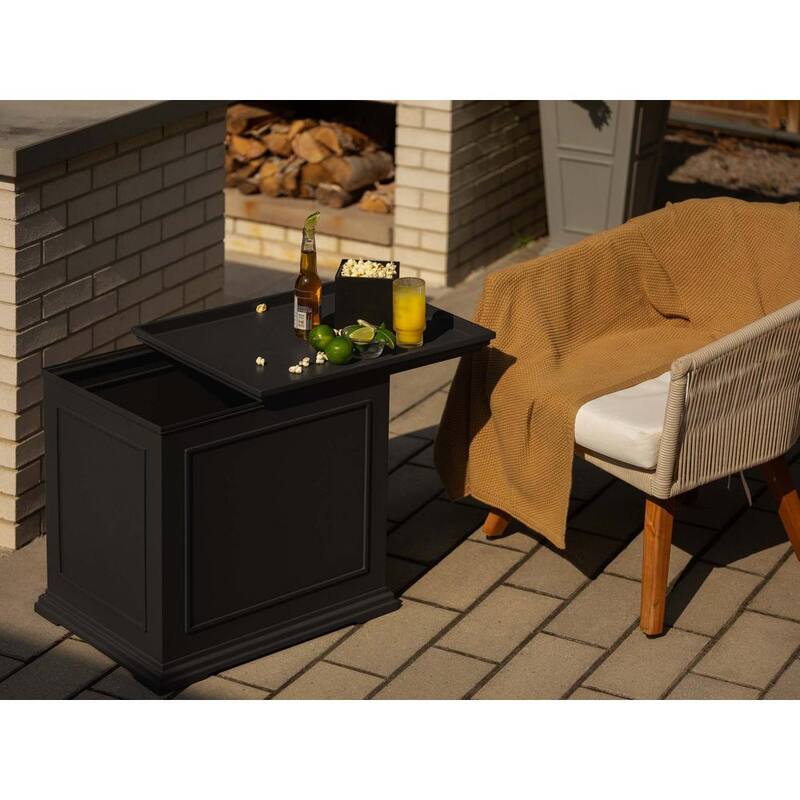 Rectangular Black Plastic 22 in. Height Outdoor Tray Side table