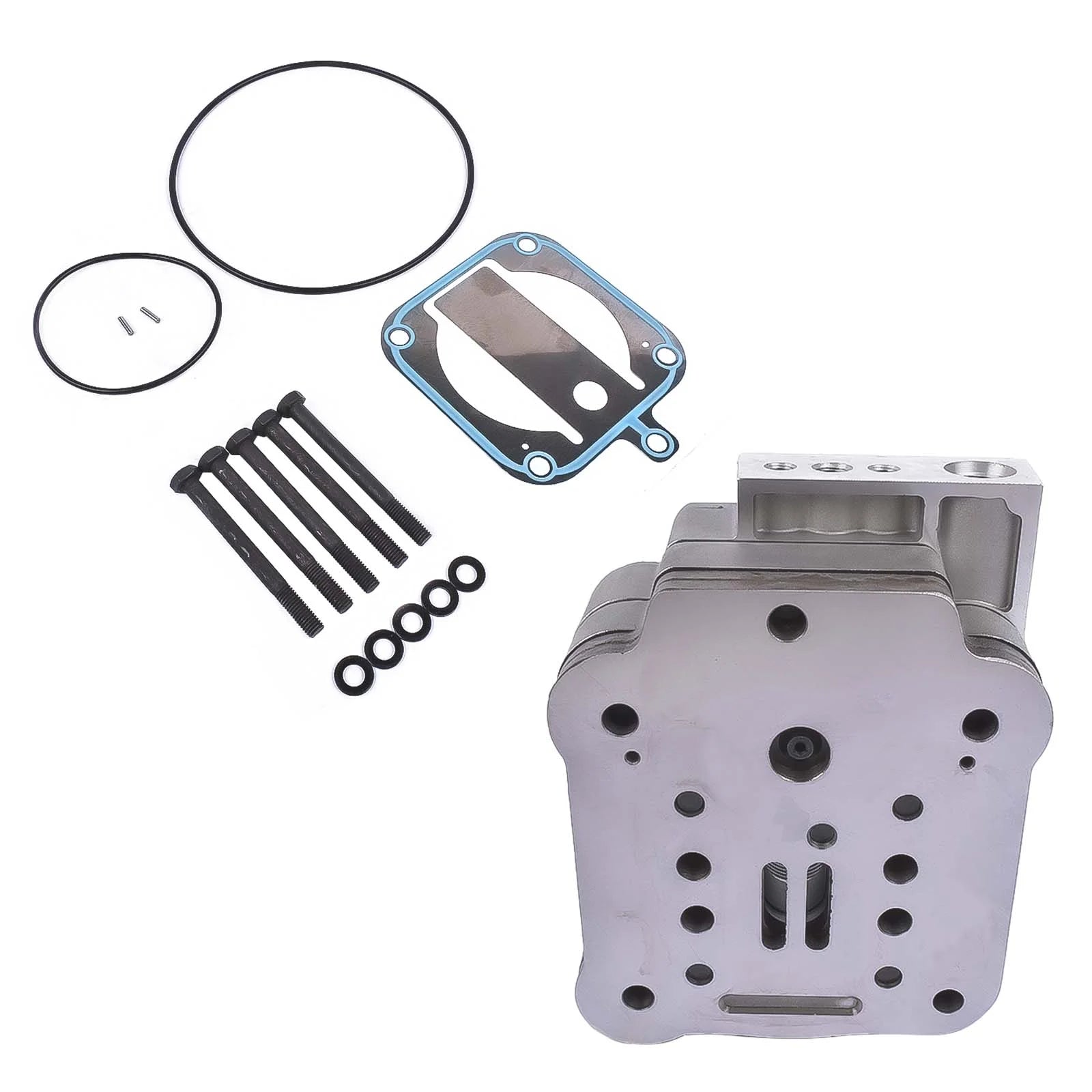GELUOXI Air Brake Compressor Cylinder Head w/ Plate Kit for Detroit Diesel / Navistar 23536774 3709920C92 K042162