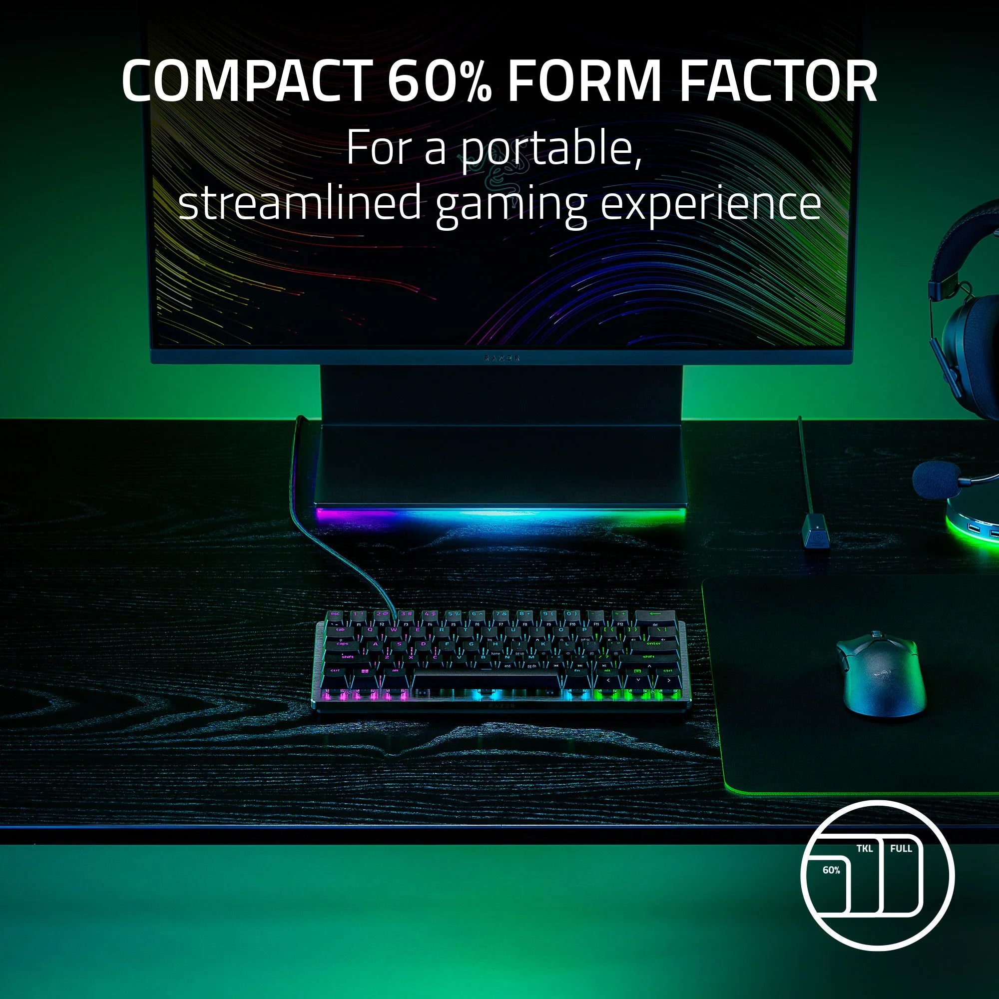 Razer Huntsman V3 Pro Mini 60% Analog Optical Esports Keyboard, RGB Chroma, Black