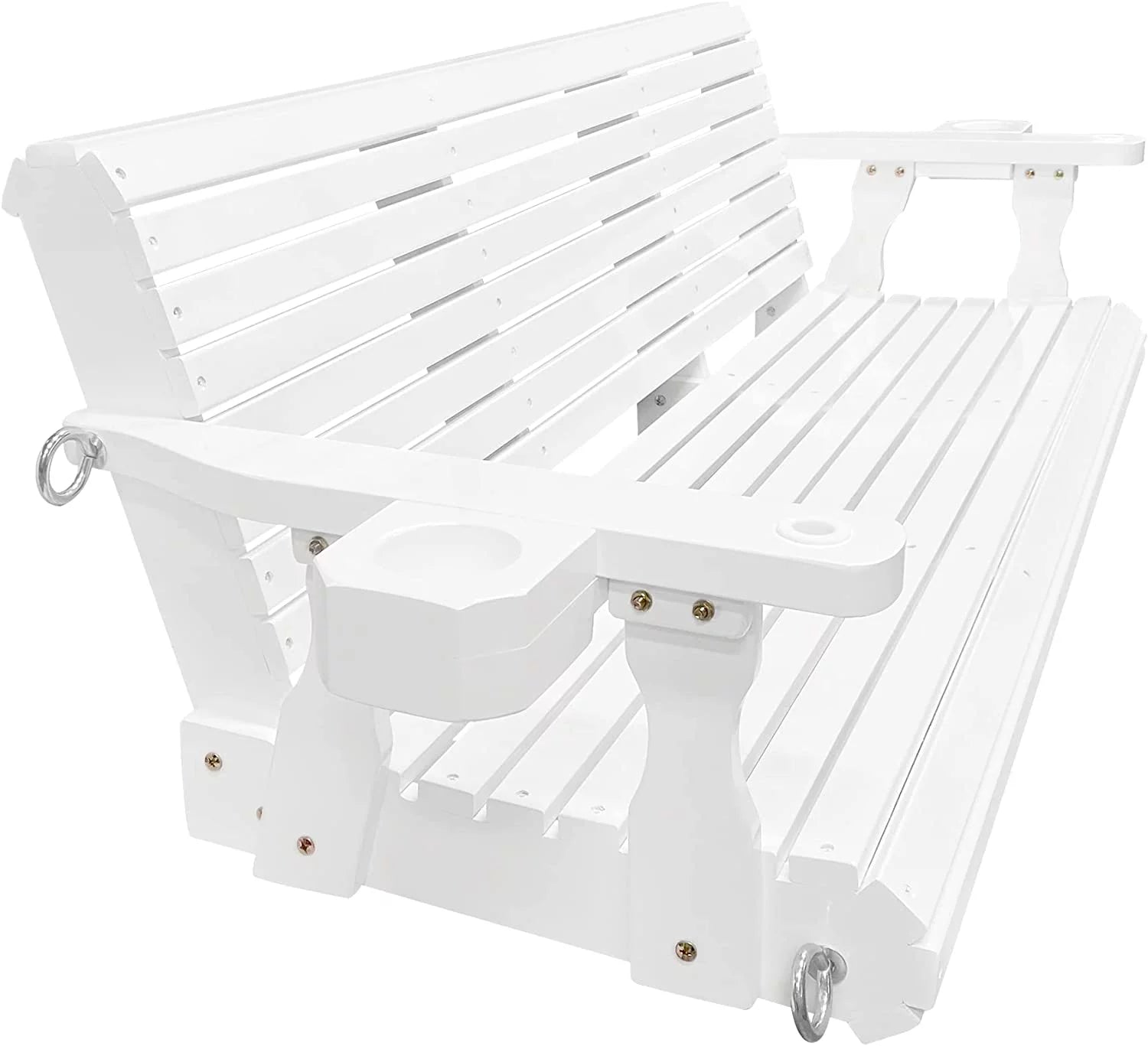 Wooden Porch Swing 3 Seater, 800 lbs Bench Swing for Outdoor Patio Garden Yard, 5 feet White