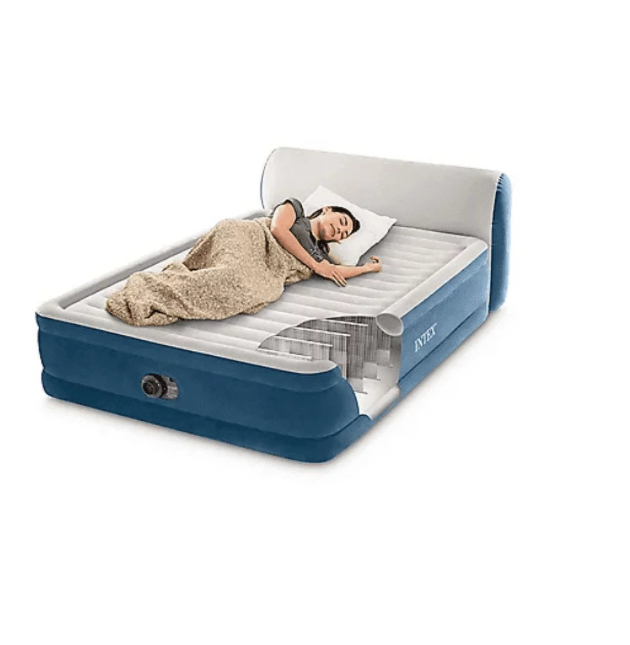 Intex 66158SS Queen Dura-Beam Deluxe Series Comfort Headboard Airbed W/Internal Pump