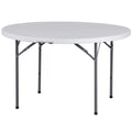 HomGarden 48" Round Bi-Folding Picnic Table 4FT Portable Plastic Dining Card Table Indoor & Outdoor White