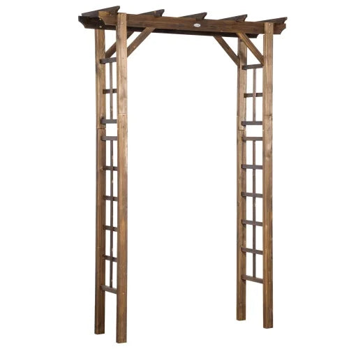 Buumin Outsunny 85" Wooden Garden Arbor for Wedding and Ceremony, Outdoor Garden Arch Trellis for Climbing Vines - Carbonized