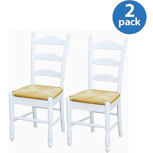 Ladder Back Rush Seat Chairs - Set of 2, Multiple Colors