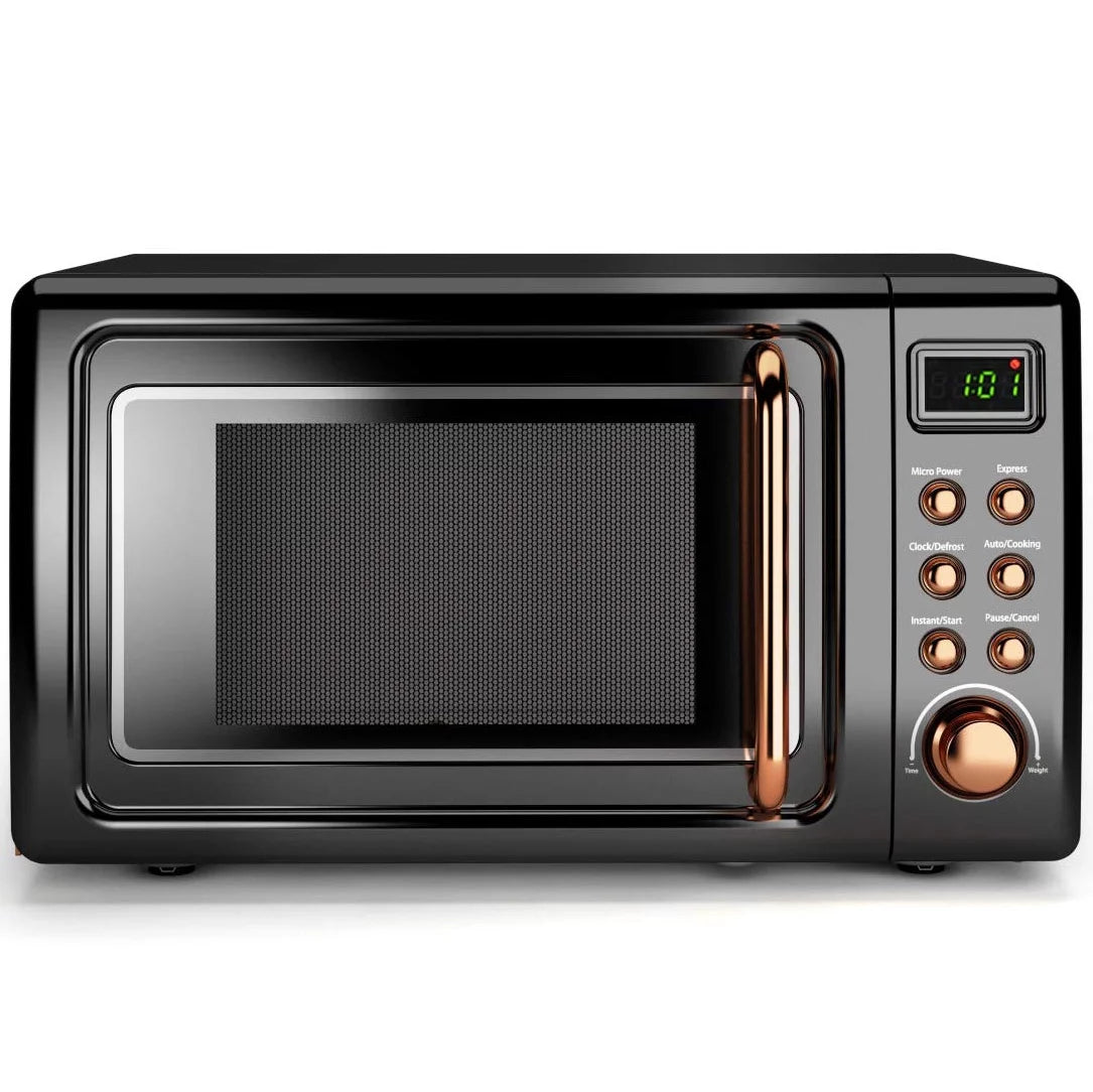 Costway 0.7Cu.ft Retro Countertop Microwave Oven 700W LED Display Glass Turntable Green