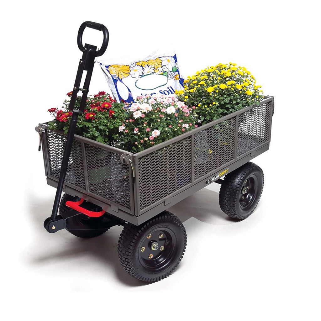 Gorilla Carts Steel Dump Cart Garden Beach Wagon, 1,200Lb Capacity, Gray