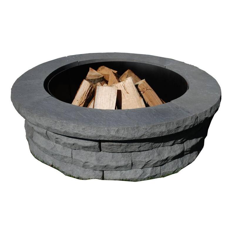 Ledgestone 47 in. x 14 in. Round Concrete Wood Fuel Fire Pit Ring Kit Gray
