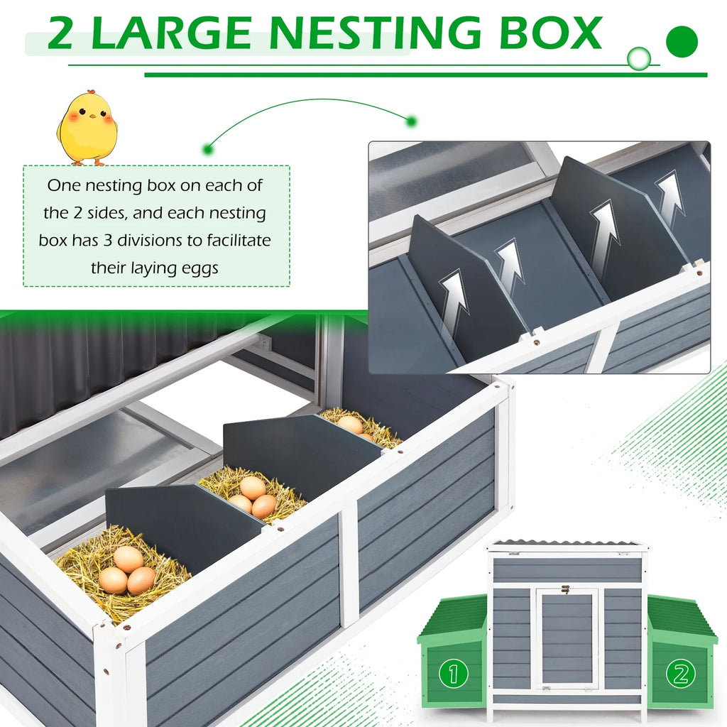 AECOJOY 56 Large Chicken Coop with 6 Nesting Boxes Wooden Hen House Outdoor Chicken Cage Poultry Hutch w/Ramps, Removable Tray for Easy Cleaning