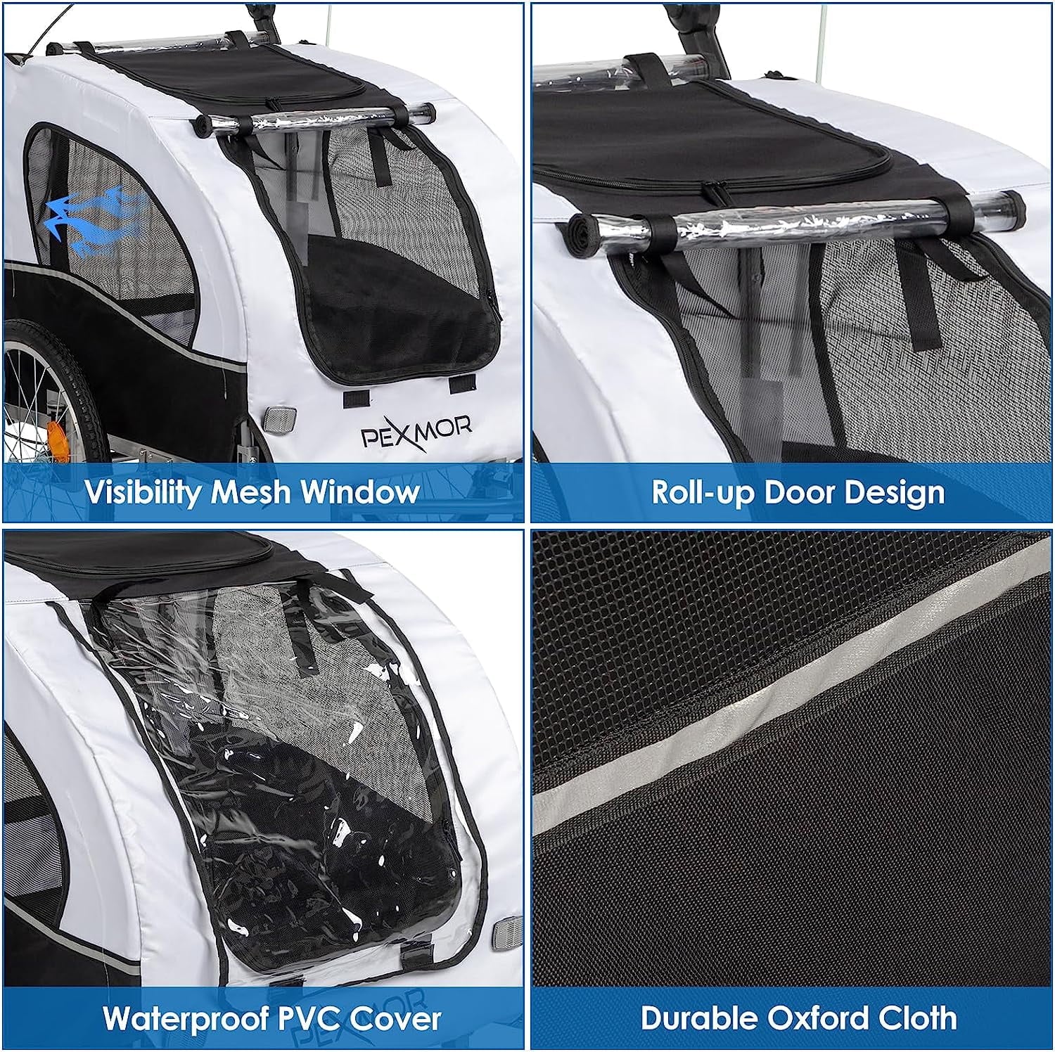 PEXMOR 2-in-1 Dog Bike Trailer,Pet Stroller Dog Trailer for Bicycle w/Universal Hitch,Folding Pet Cart Bike Wagon Cargo Carrier for Dog Shock Absorber & Universal Wheel