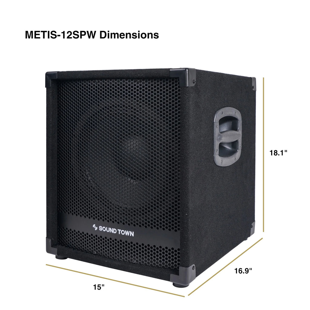 Sound Town METIS Series 1400 Watts 12 Powered PA DJ Subwoofer with 3 Voice Coil (METIS-12SPW)