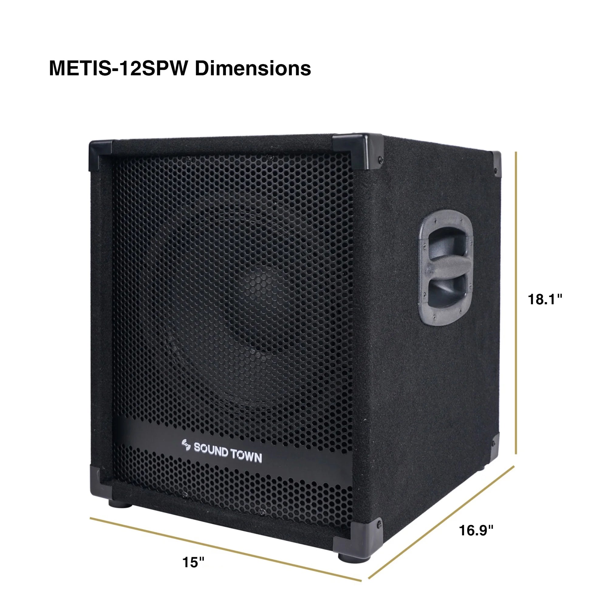 Sound Town METIS Series 1400 Watts 12 Powered PA DJ Subwoofer with 3 Voice Coil (METIS-12SPW)