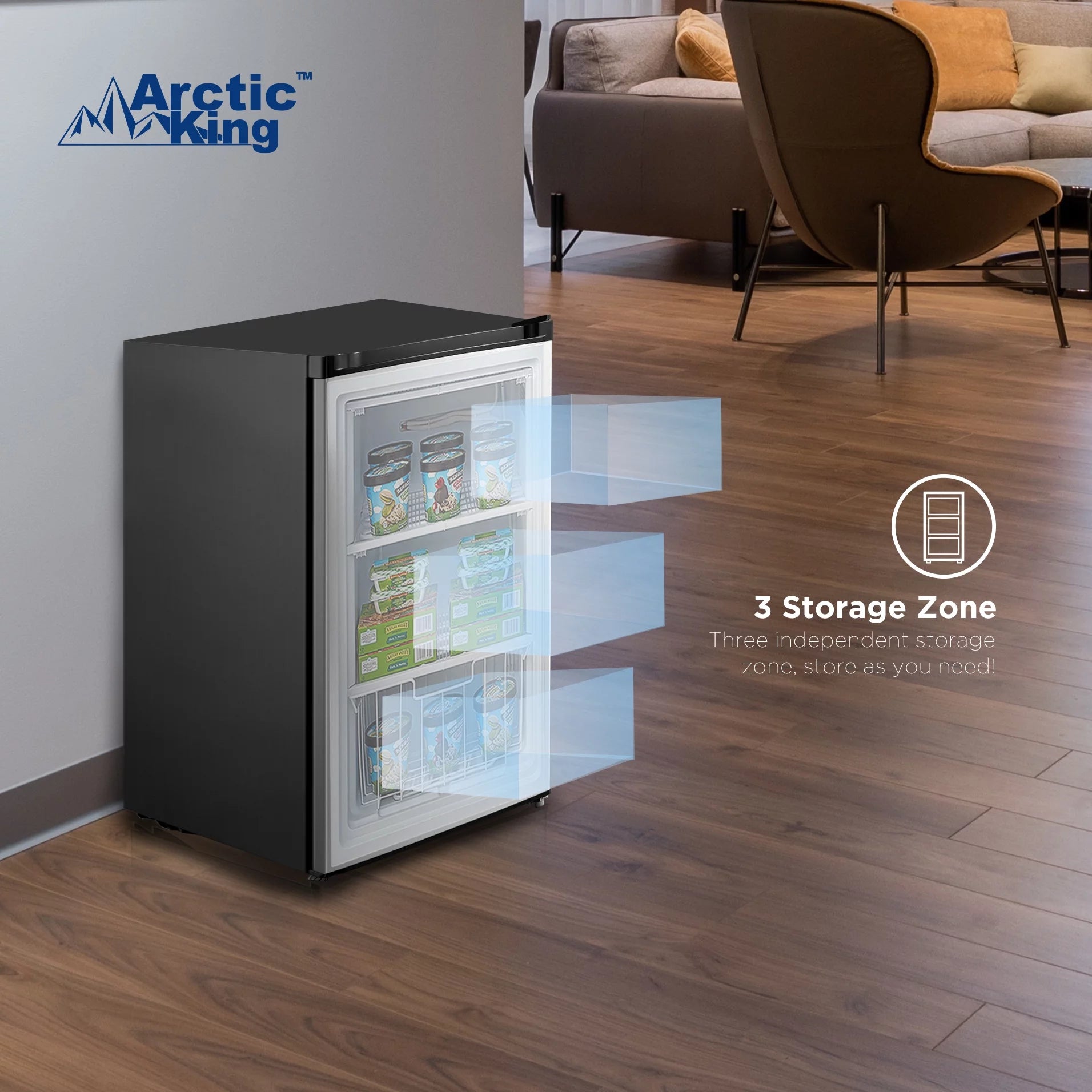 Arctic King 3.0 Cu ft Upright Freezer Stainless Steel Door, E-star new