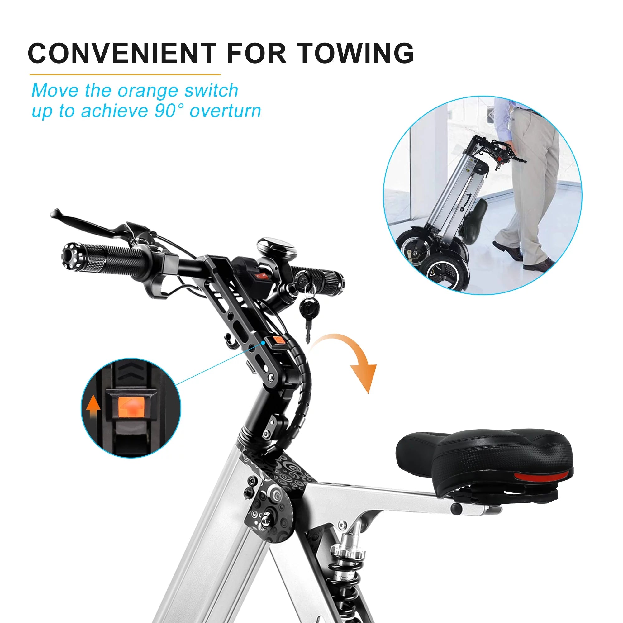 TopMate Folding Mobility Scooter with Reverse Function Electric Tricycle for Adult and Senior, up to 15Mph & 20 Miles 3 Wheel E-Scooter