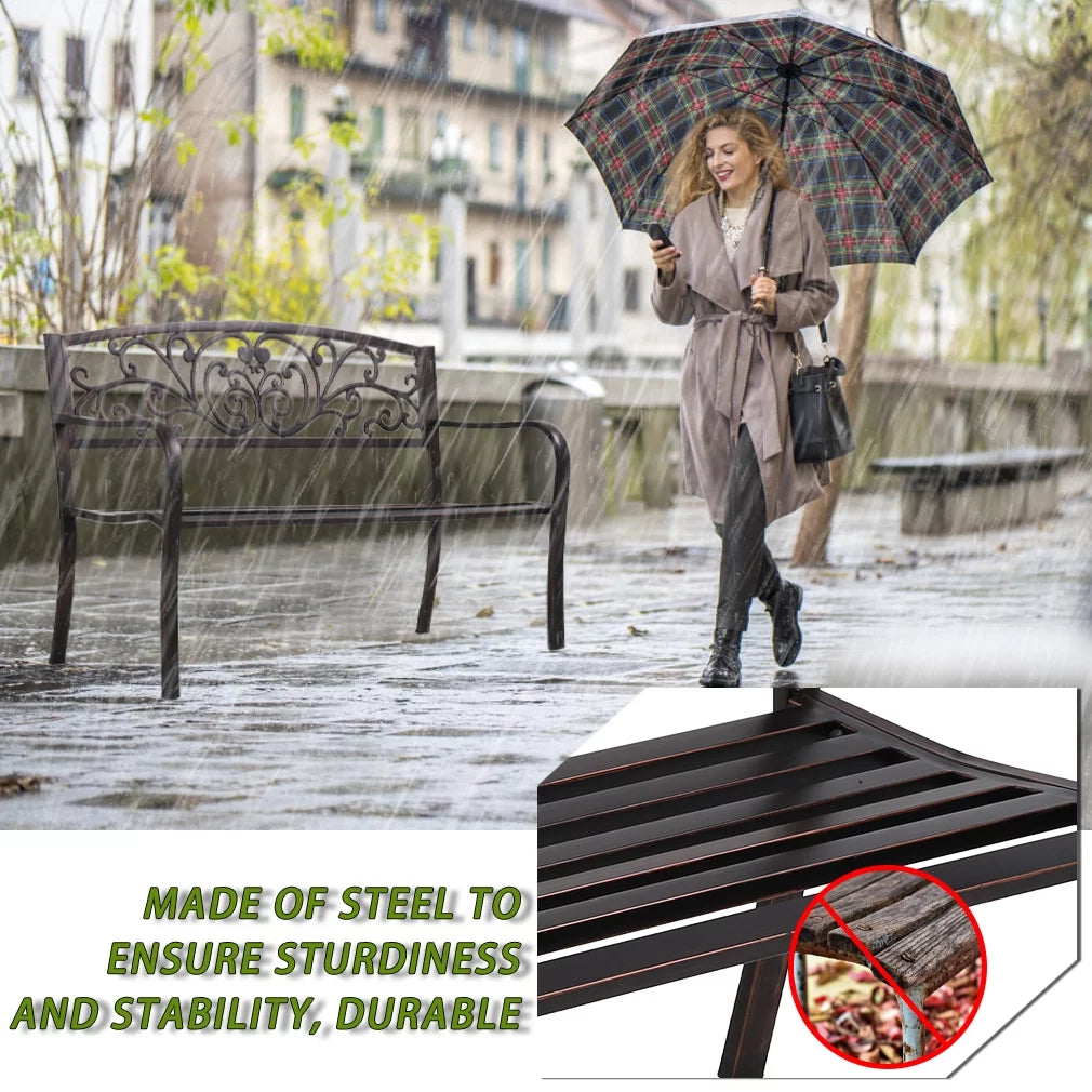FDW Garden Bench for Patio Outdoor Bench Metal Bench Park Bench Cushion for Yard Porch Clearance Work Entryway
