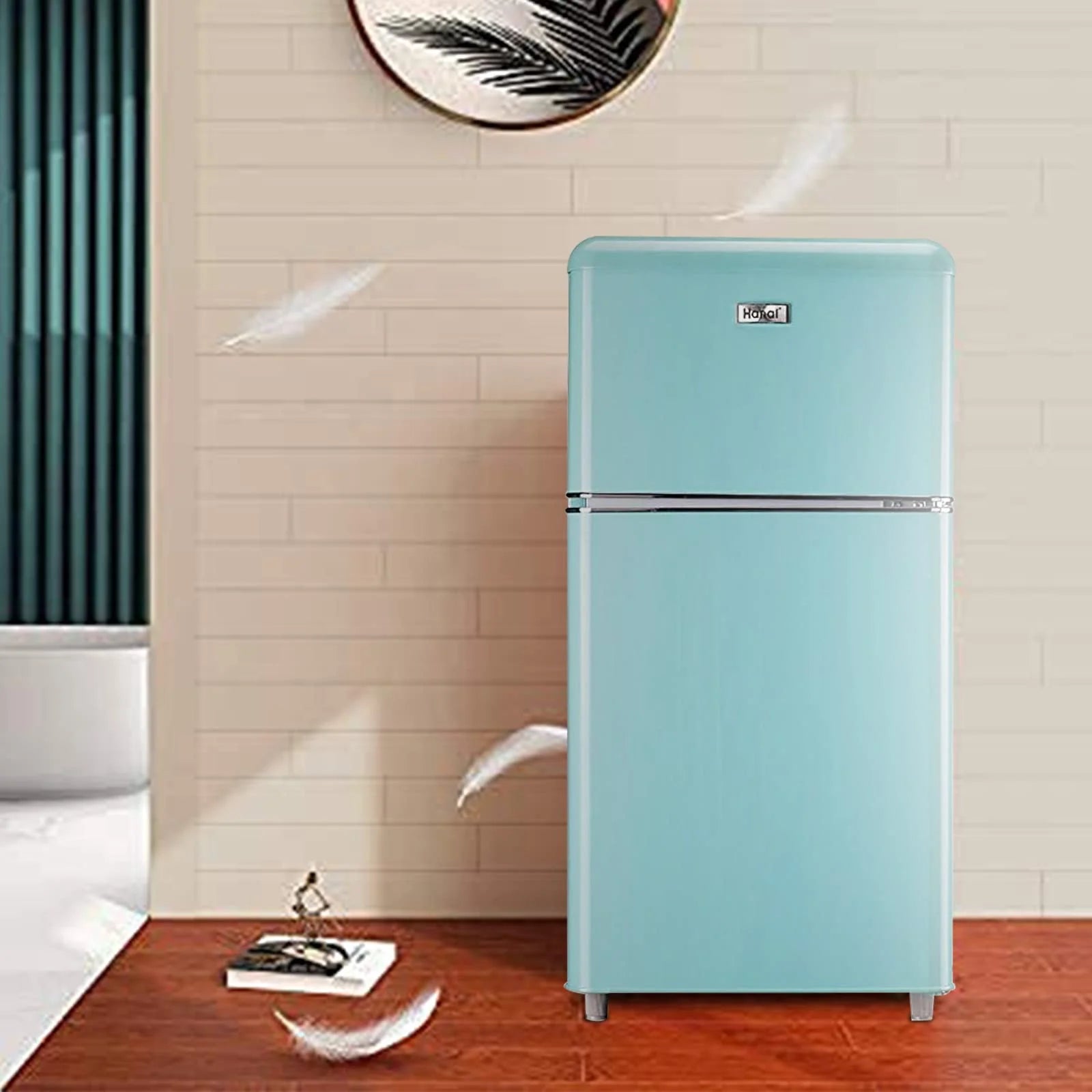 WANAI 3.5 Cu ft Two Door Mini Refrigerator with Freezer,Black